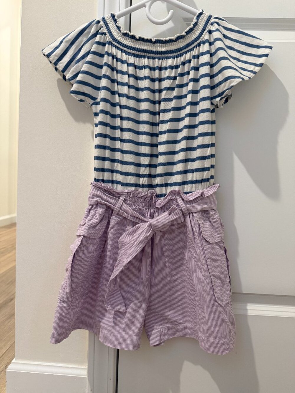 J.Crew Crewcuts Girls Size 8 Blue & White Striped Romper